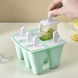 Silicone Ice Pop Molds 6-Well Easy Release, BPA Free Silicone Ice Cream Mold Green - Rear View