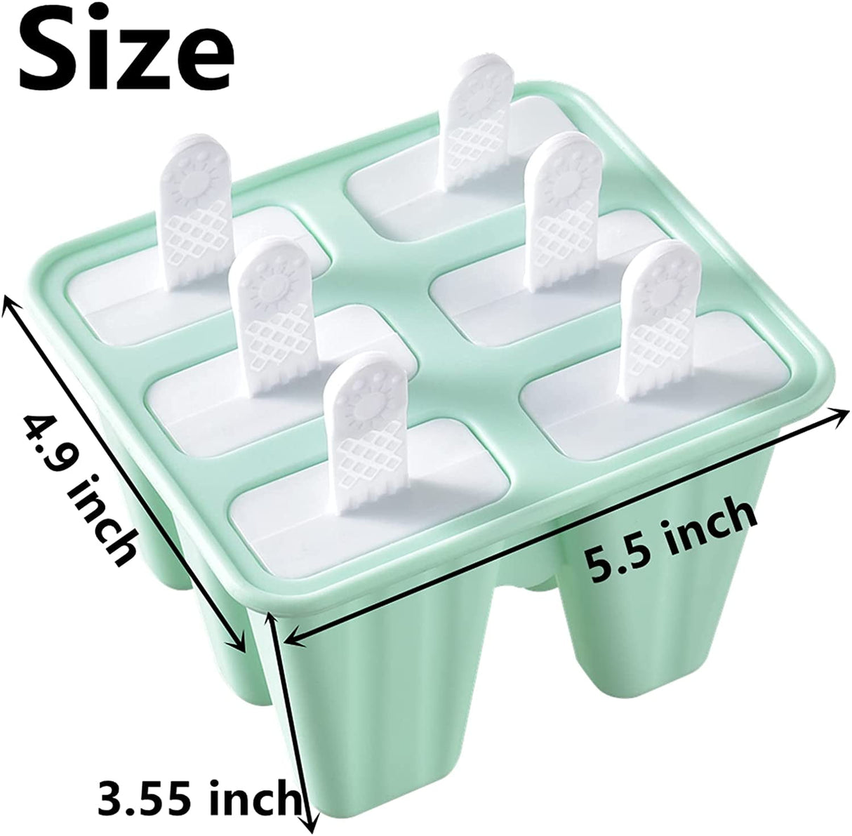 Silicone Ice Pop Molds 6-Well Easy Release, BPA Free Silicone Ice Cream Mold Green