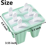Silicone Ice Pop Molds 6-Well Easy Release, BPA Free Silicone Ice Cream Mold Green - Close-Up Angle