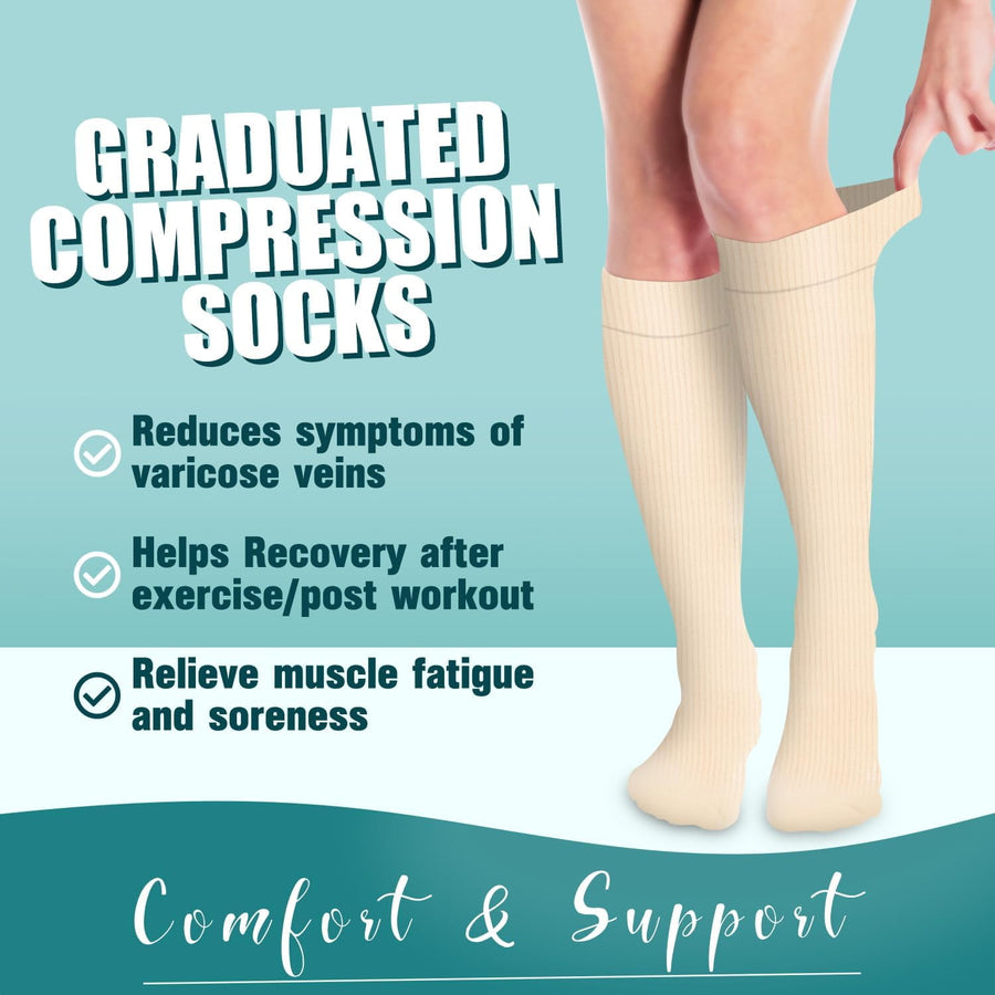 6Pairs Compression Socks for Women and Men - Best for Circulation, Running, Athletic, Recover, Nurse, Travel S/M 25 Khaki Series