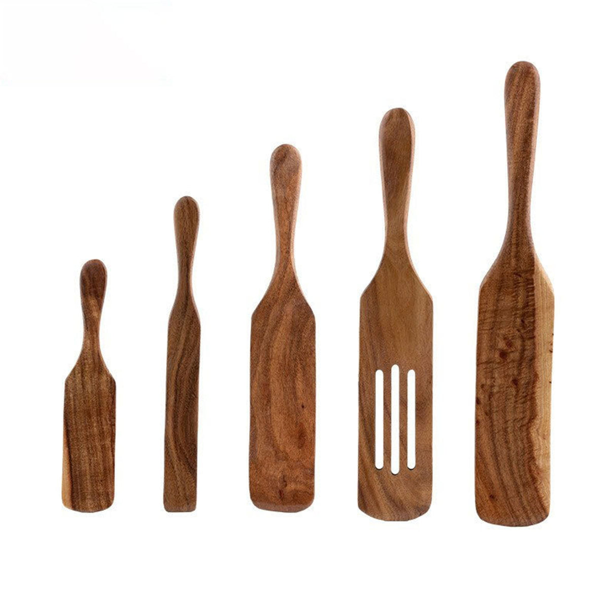 Clearance!! Wooden Spurtle Teak Spurtles Kitchen Tools Wooden Spatula for Cooking Wood Utensils Non Stick Cookware for Serving Stirring Mixing Scraping Scooping Cooking Utensil Brown