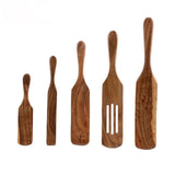 Clearance!! Wooden Spurtle Teak Spurtles Kitchen Tools Wooden Spatula for Cooking Wood Utensils Non Stick Cookware for Serving Stirring Mixing Scraping Scooping Cooking Utensil Brown