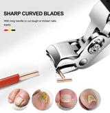 Nail Clippers, Long Handle Ergonomic Angled Head Senior Toenail Clipper, Toe Nail Clippers for Thick Nails, Ultra Sharp Stainless Nail Clipper with Catcher for Men Women Multicolor