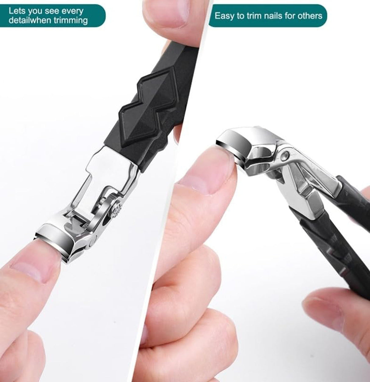 Nail Clippers, Long Handle Ergonomic Angled Head Senior Toenail Clipper, Toe Nail Clippers for Thick Nails, Ultra Sharp Stainless Nail Clipper with Catcher for Men Women Multicolor