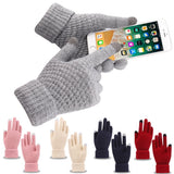 Women's Winter Touch Screen Gloves Warm Fleece Lined Knit Gloves Elastic Cuff Winter Texting Gloves Beige