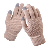 Women's Winter Touch Screen Gloves Warm Fleece Lined Knit Gloves Elastic Cuff Winter Texting Gloves Beige