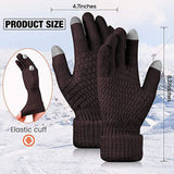 Women's Winter Touch Screen Gloves Warm Fleece Lined Knit Gloves Elastic Cuff Winter Texting Gloves Wine Red - Side View