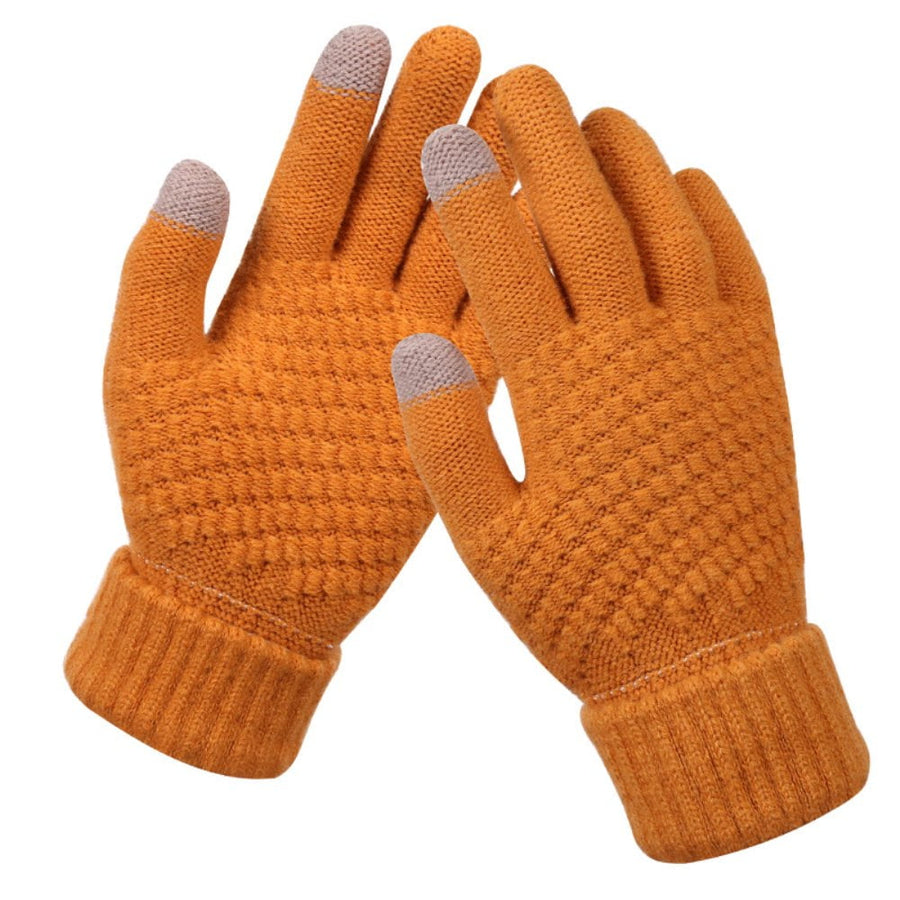 Women's Winter Touch Screen Gloves Warm Fleece Lined Knit Gloves Elastic Cuff Winter Texting Gloves Yellow