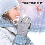 Women's Winter Touch Screen Gloves Warm Fleece Lined Knit Gloves Elastic Cuff Winter Texting Gloves Yellow - 45-Degree Angle