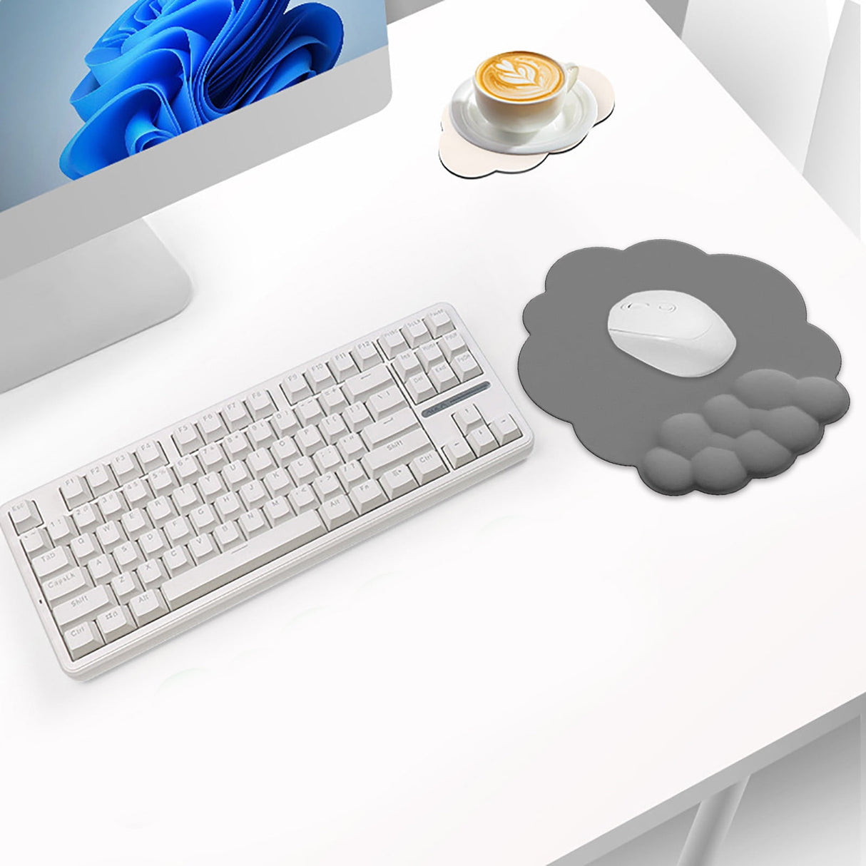 Ergonomic Mouse Pad with Wrist Support Cute Cloud Shape Wrist Pad Memory Cotton Keyboard Hand Rest Non Slip Wrist Pad Non-Slip Mousepad for Computer Laptop as the picture shows