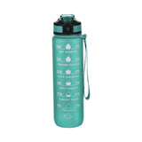 32Oz Water Bottle with Time Markers, Carry Strap, Leak-Proof for Fitness, Gym, Camping, Outdoor Sports Green