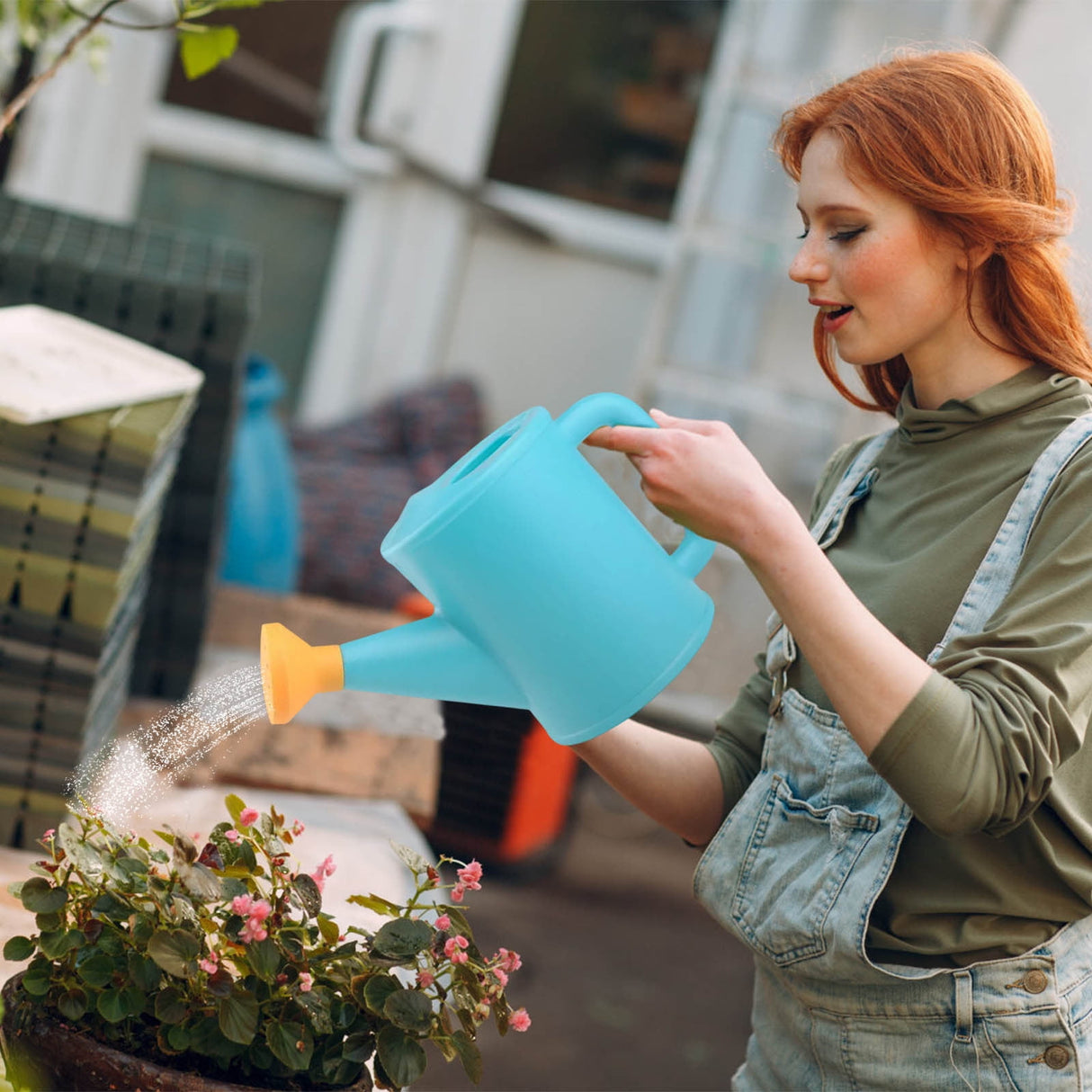 Watering Can 700ml Plastic Kids Watering Can Light-Weight Watering Can Indoor Plants for Artificial Plants Outdoor Garden Flowers Live Plants, Sturdy Gardening Watering Can for Kids Blue