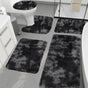 Tie-Dye Bathroom Rugs Sets, Non-Slip Bath Mat Set 5 Piece, Soft Comfortable Washable Bathroom Mat Set, Quicker Dry Bathroom Rug with Toilet Rug Black