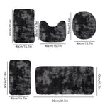 Tie-Dye Bathroom Rugs Sets, Non-Slip Bath Mat Set 5 Piece, Soft Comfortable Washable Bathroom Mat Set, Quicker Dry Bathroom Rug with Toilet Rug Black