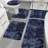 Tie-Dye Bathroom Rugs Sets, Non-Slip Bath Mat Set 5 Piece, Soft Comfortable Washable Bathroom Mat Set, Quicker Dry Bathroom Rug with Toilet Rug Dark Blue
