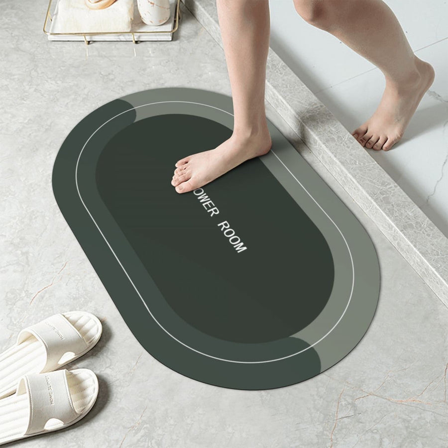 Oval Bathroom Rugs, Extra Soft Absorbent Bath Mat, 15.7"x23.6" Quicker Dry Washable Bath Mats for Bathroom, Tub and Shower, Non-Slip Bathroom Rug Black