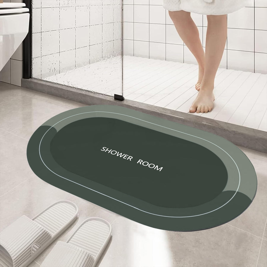 Oval Bathroom Rugs, Extra Soft Absorbent Bath Mat, 15.7"x23.6" Quicker Dry Washable Bath Mats for Bathroom, Tub and Shower, Non-Slip Bathroom Rug Black