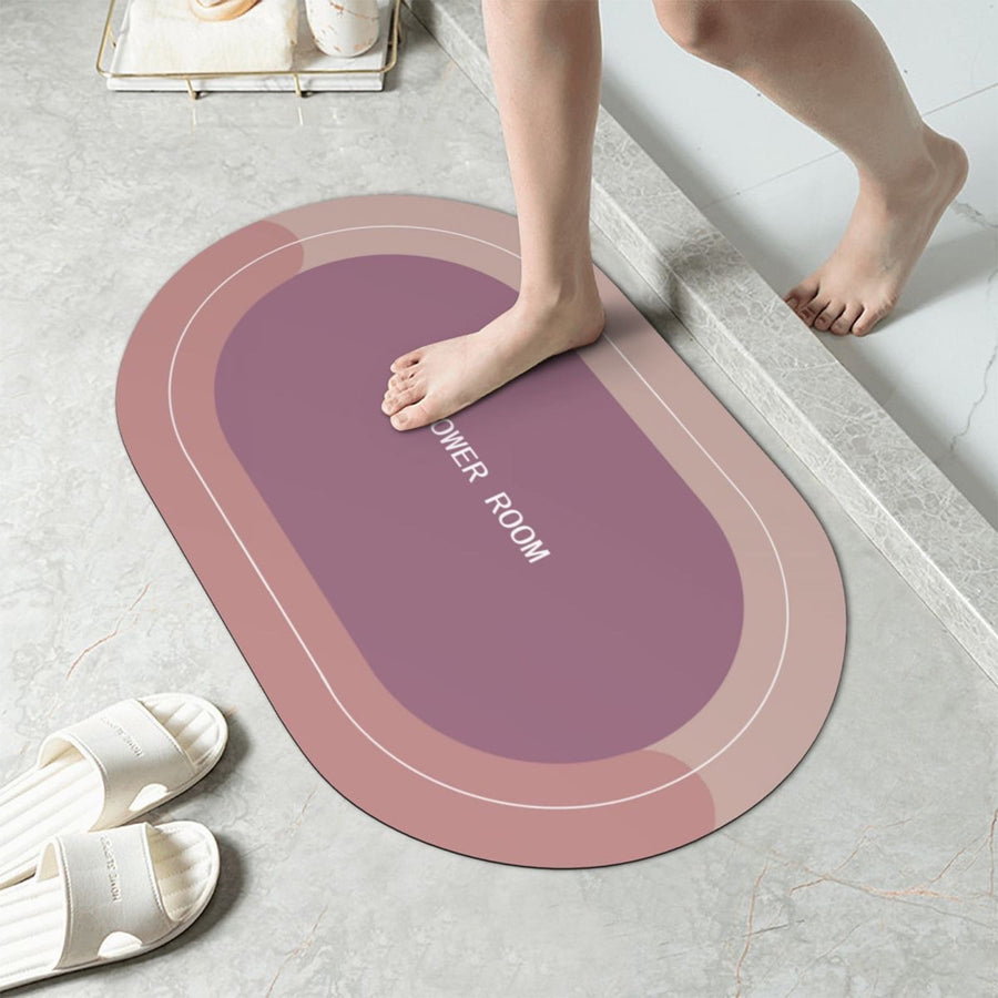 Oval Bathroom Rugs, Extra Soft Absorbent Bath Mat, 15.7"x23.6" Quicker Dry Washable Bath Mats for Bathroom, Tub and Shower, Non-Slip Bathroom Rug Pink