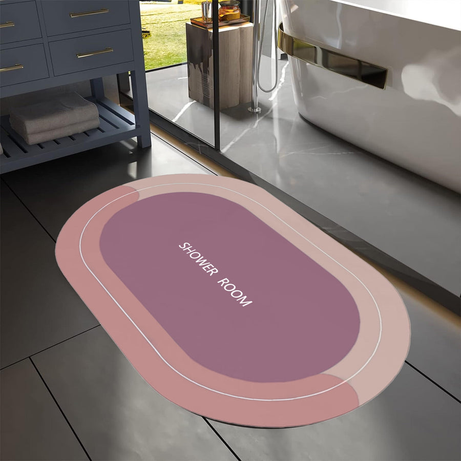 Oval Bathroom Rugs, Extra Soft Absorbent Bath Mat, 15.7"x23.6" Quicker Dry Washable Bath Mats for Bathroom, Tub and Shower, Non-Slip Bathroom Rug Pink
