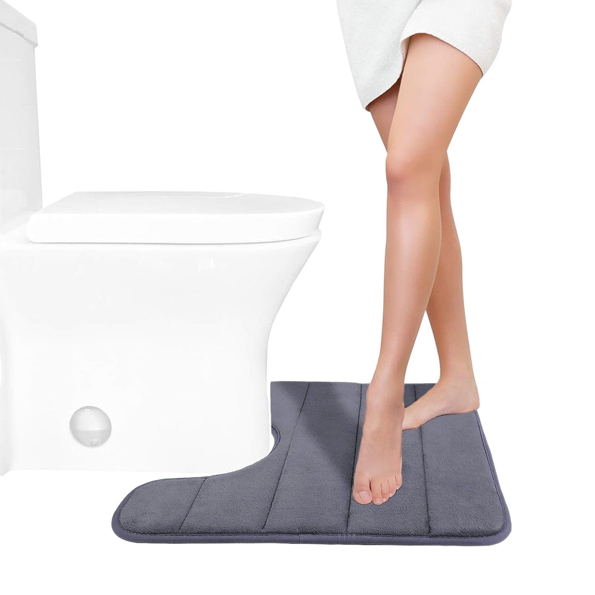 Memory Foam Toilet Rug, Non-Slip Bathroom Rugs, Toilet Rugs U Shaped Washable, Commode Contour Rug, Soft Comfortable Super Water Absorption #1_Dark Gray