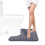 Memory Foam Toilet Rug, Non-Slip Bathroom Rugs, Toilet Rugs U Shaped Washable, Commode Contour Rug, Soft Comfortable Super Water Absorption #1_Dark Gray