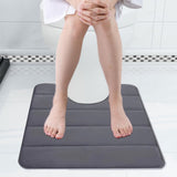 Memory Foam Toilet Rug, Non-Slip Bathroom Rugs, Toilet Rugs U Shaped Washable, Commode Contour Rug, Soft Comfortable Super Water Absorption #1_Dark Gray - Rear View