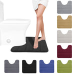Memory Foam Toilet Rug, Non-Slip Bathroom Rugs, Toilet Rugs U Shaped Washable, Commode Contour Rug, Soft Comfortable Super Water Absorption #1_Gray