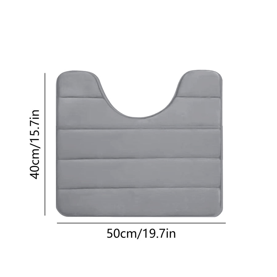 Memory Foam Toilet Rug, Non-Slip Bathroom Rugs, Toilet Rugs U Shaped Washable, Commode Contour Rug, Soft Comfortable Super Water Absorption #1_Gray