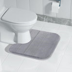 Memory Foam Toilet Rug, Non-Slip Bathroom Rugs, Toilet Rugs U Shaped Washable, Commode Contour Rug, Soft Comfortable Super Water Absorption #1_Gray