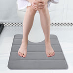 Memory Foam Toilet Rug, Non-Slip Bathroom Rugs, Toilet Rugs U Shaped Washable, Commode Contour Rug, Soft Comfortable Super Water Absorption #1_Gray