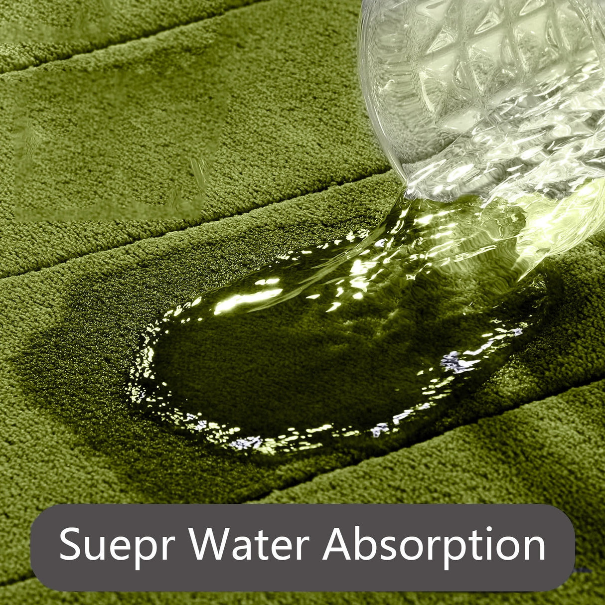 Memory Foam Toilet Rug, Non-Slip Bathroom Rugs, Toilet Rugs U Shaped Washable, Commode Contour Rug, Soft Comfortable Super Water Absorption #1_Green