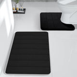 Memory Foam Toilet Rug, Non-Slip Bathroom Rugs, Toilet Rugs U Shaped Washable, Commode Contour Rug, Soft Comfortable Super Water Absorption #2_Black
