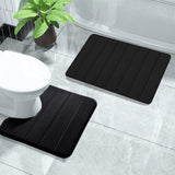 Memory Foam Toilet Rug, Non-Slip Bathroom Rugs, Toilet Rugs U Shaped Washable, Commode Contour Rug, Soft Comfortable Super Water Absorption #2_Black
