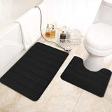 Memory Foam Toilet Rug, Non-Slip Bathroom Rugs, Toilet Rugs U Shaped Washable, Commode Contour Rug, Soft Comfortable Super Water Absorption #2_Black