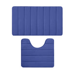 Memory Foam Toilet Rug, Non-Slip Bathroom Rugs, Toilet Rugs U Shaped Washable, Commode Contour Rug, Soft Comfortable Super Water Absorption #2_Blue