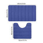 Memory Foam Toilet Rug, Non-Slip Bathroom Rugs, Toilet Rugs U Shaped Washable, Commode Contour Rug, Soft Comfortable Super Water Absorption #2_Blue