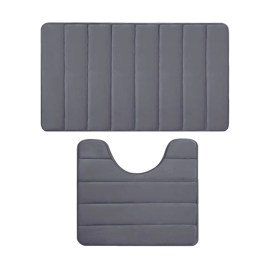 Memory Foam Toilet Rug, Non-Slip Bathroom Rugs, Toilet Rugs U Shaped Washable, Commode Contour Rug, Soft Comfortable Super Water Absorption #2_Dark Gray