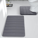 Memory Foam Toilet Rug, Non-Slip Bathroom Rugs, Toilet Rugs U Shaped Washable, Commode Contour Rug, Soft Comfortable Super Water Absorption #2_Dark Gray