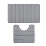 Memory Foam Toilet Rug, Non-Slip Bathroom Rugs, Toilet Rugs U Shaped Washable, Commode Contour Rug, Soft Comfortable Super Water Absorption #2_Gray