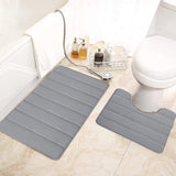 Memory Foam Toilet Rug, Non-Slip Bathroom Rugs, Toilet Rugs U Shaped Washable, Commode Contour Rug, Soft Comfortable Super Water Absorption #2_Gray - Rear View