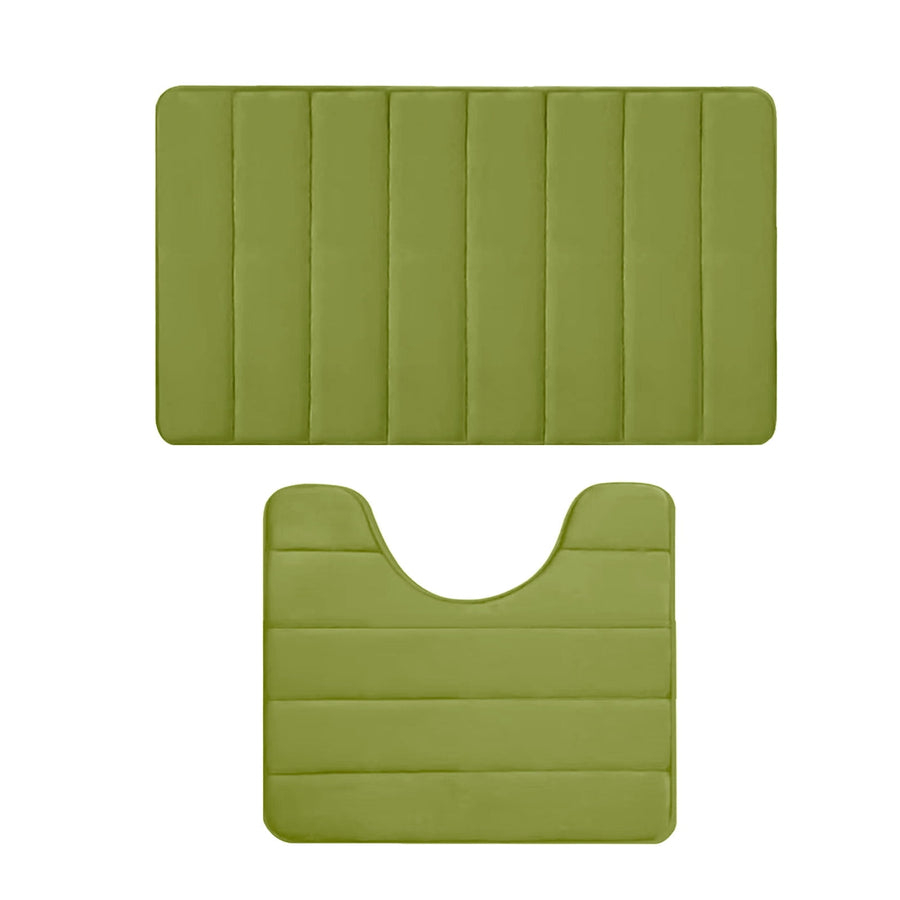 Memory Foam Toilet Rug, Non-Slip Bathroom Rugs, Toilet Rugs U Shaped Washable, Commode Contour Rug, Soft Comfortable Super Water Absorption #2_Green