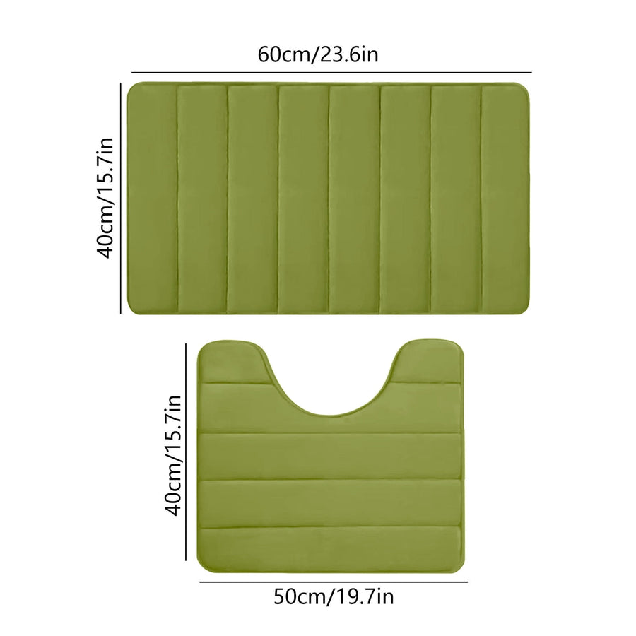 Memory Foam Toilet Rug, Non-Slip Bathroom Rugs, Toilet Rugs U Shaped Washable, Commode Contour Rug, Soft Comfortable Super Water Absorption #2_Green