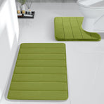 Memory Foam Toilet Rug, Non-Slip Bathroom Rugs, Toilet Rugs U Shaped Washable, Commode Contour Rug, Soft Comfortable Super Water Absorption #2_Green