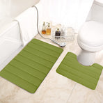 Memory Foam Toilet Rug, Non-Slip Bathroom Rugs, Toilet Rugs U Shaped Washable, Commode Contour Rug, Soft Comfortable Super Water Absorption #2_Green