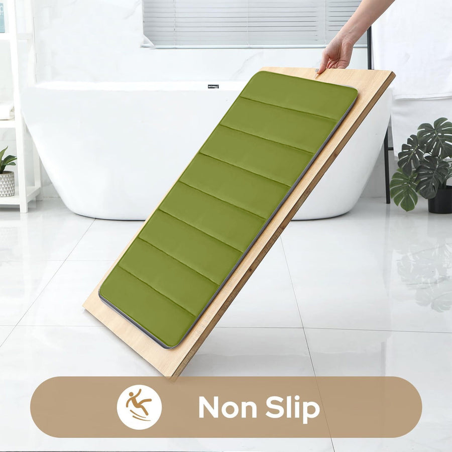 Memory Foam Toilet Rug, Non-Slip Bathroom Rugs, Toilet Rugs U Shaped Washable, Commode Contour Rug, Soft Comfortable Super Water Absorption #2_Green