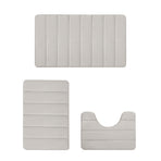Memory Foam Toilet Rug, Non-Slip Bathroom Rugs, Toilet Rugs U Shaped Washable, Commode Contour Rug, Soft Comfortable Super Water Absorption #3_Beige