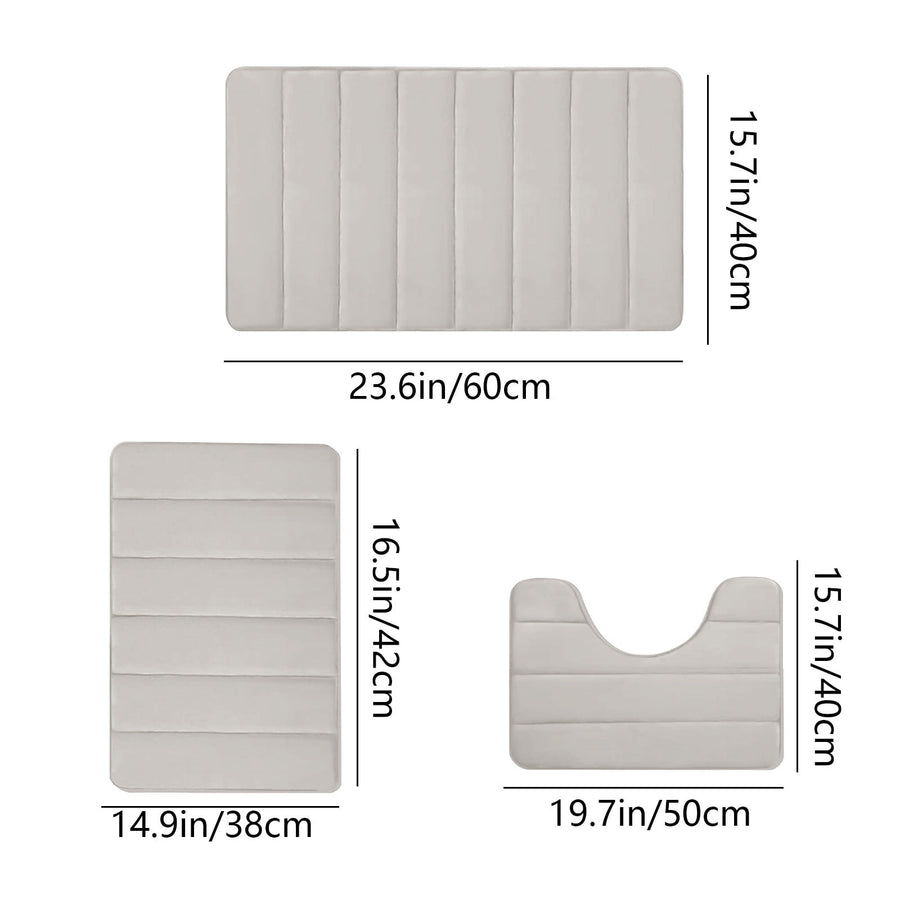 Memory Foam Toilet Rug, Non-Slip Bathroom Rugs, Toilet Rugs U Shaped Washable, Commode Contour Rug, Soft Comfortable Super Water Absorption #3_Beige