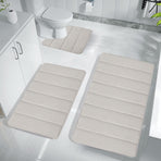 Memory Foam Toilet Rug, Non-Slip Bathroom Rugs, Toilet Rugs U Shaped Washable, Commode Contour Rug, Soft Comfortable Super Water Absorption #3_Beige