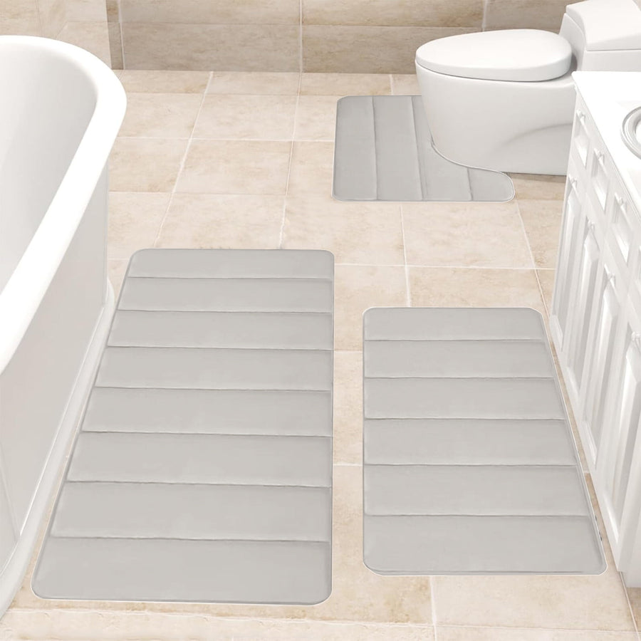 Memory Foam Toilet Rug, Non-Slip Bathroom Rugs, Toilet Rugs U Shaped Washable, Commode Contour Rug, Soft Comfortable Super Water Absorption #3_Beige