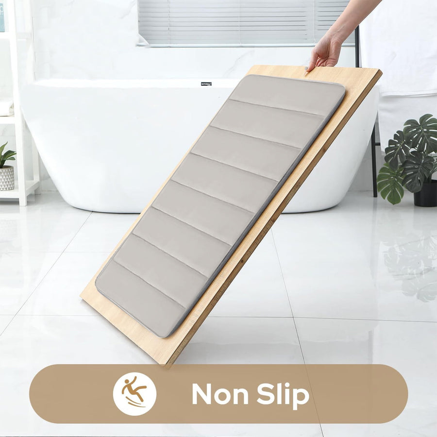 Memory Foam Toilet Rug, Non-Slip Bathroom Rugs, Toilet Rugs U Shaped Washable, Commode Contour Rug, Soft Comfortable Super Water Absorption #3_Beige